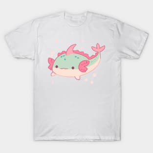 Green and Pink Pastel Axolotl Cute T-Shirt